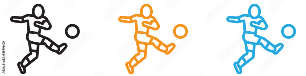 Poster soccer player with ball vector logo set collection for web app ui
