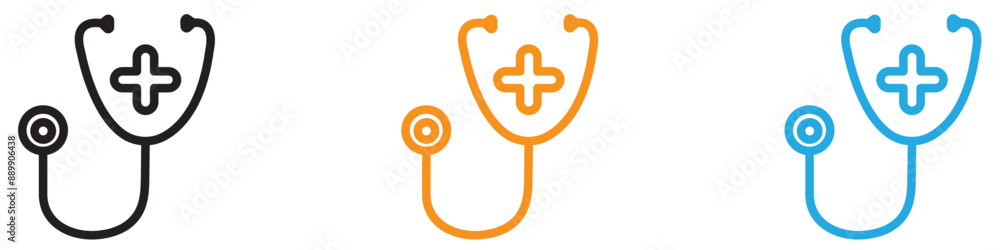 Poster stethoscope vector logo set collection for web app ui
