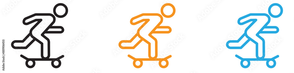 Poster skateboarding vector logo set collection for web app ui