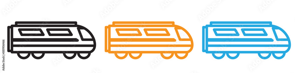 Poster subway high speed train vector logo set collection for web app ui