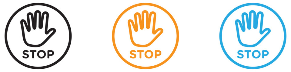 Obraz premium Stop sign with hand vector logo set collection for web app ui