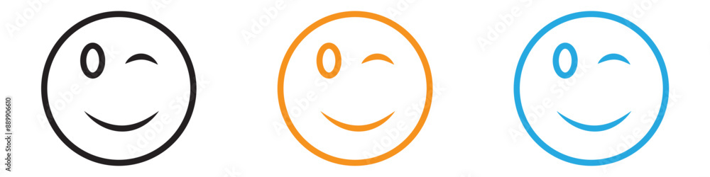 Poster Winking eye vector logo set collection for web app ui