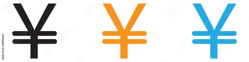 Poster yen sign vector logo set collection for web app ui