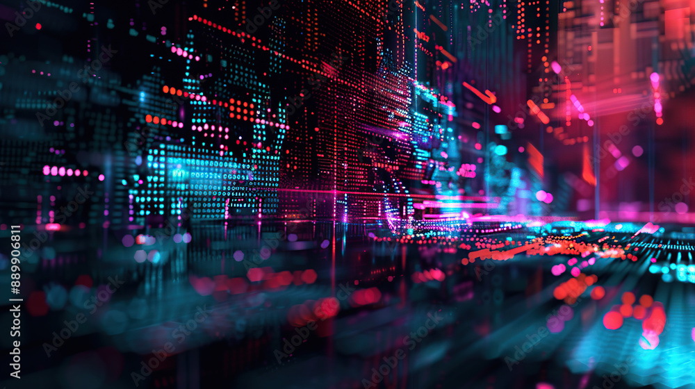 Wall mural abstract communication and future technology data flow