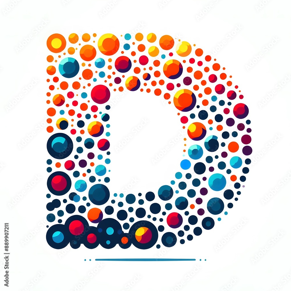 Fototapete AI Generate of Logo Letter D created using random color dots
