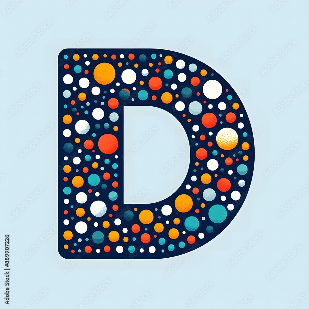 Fototapete AI Generate of Logo Letter D created using random color dots