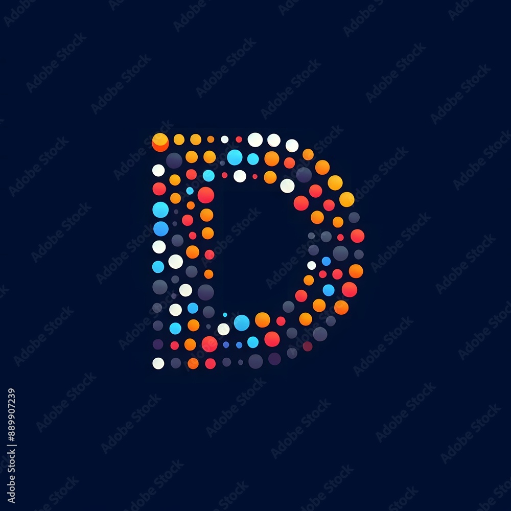 Fototapete AI Generate of Logo Letter D created using random color dots