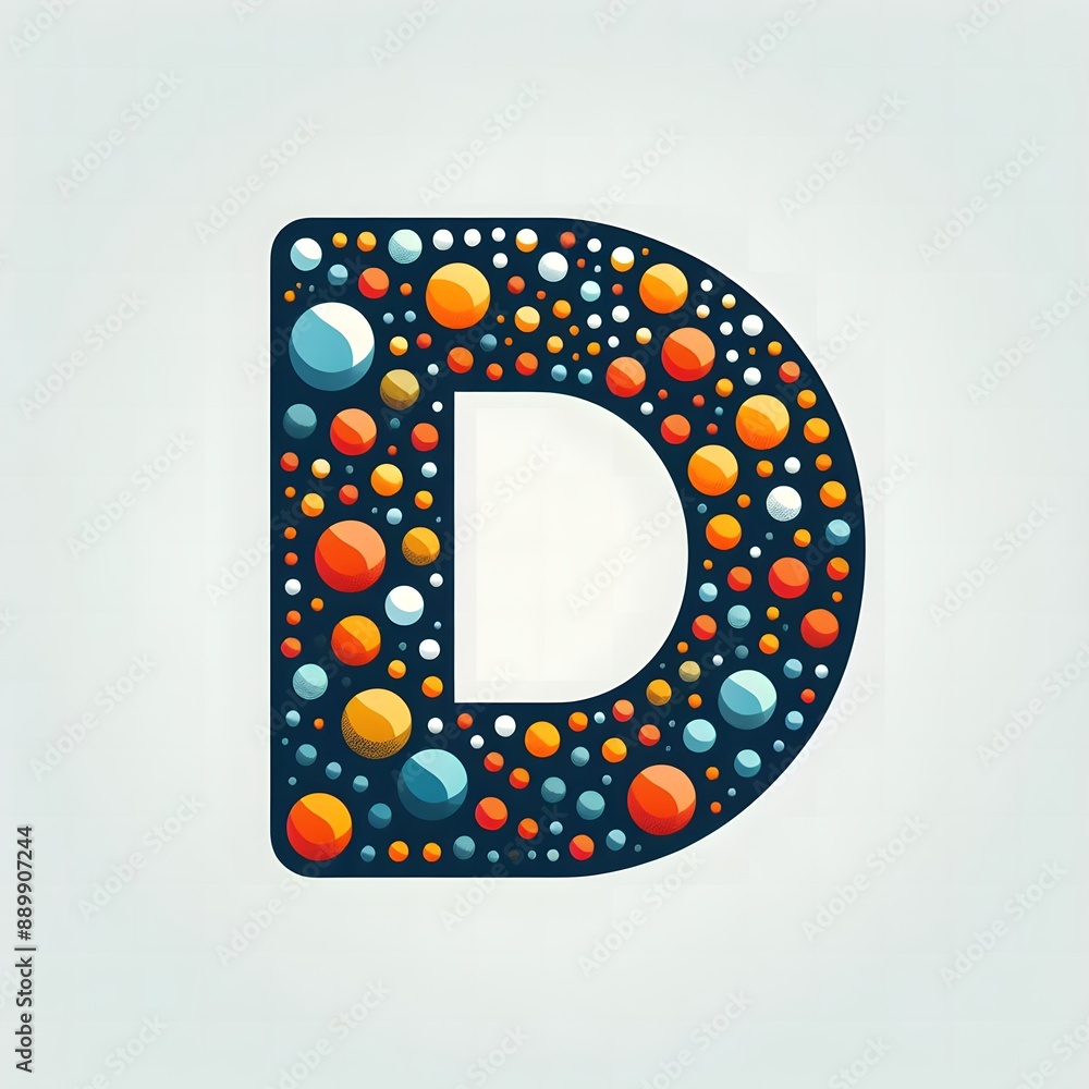 Fototapete AI Generate of Logo Letter D created using random color dots