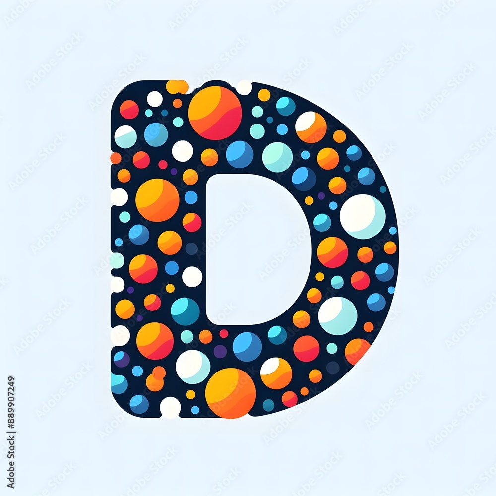 Fototapete AI Generate of Logo Letter D created using random color dots
