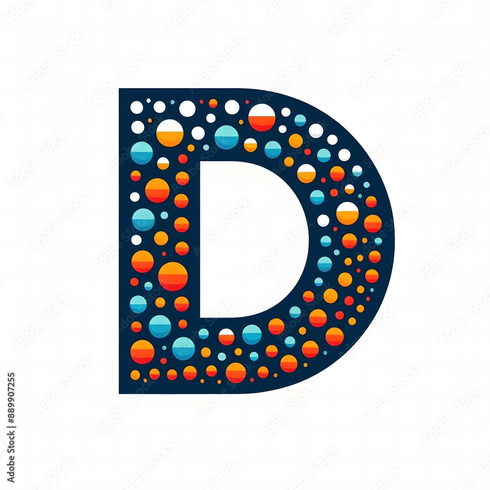 Fototapete ai generate of logo letter d created using random color dots