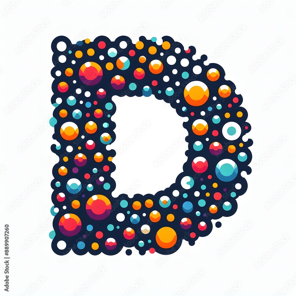 Fototapete AI Generate of Logo Letter D created using random color dots