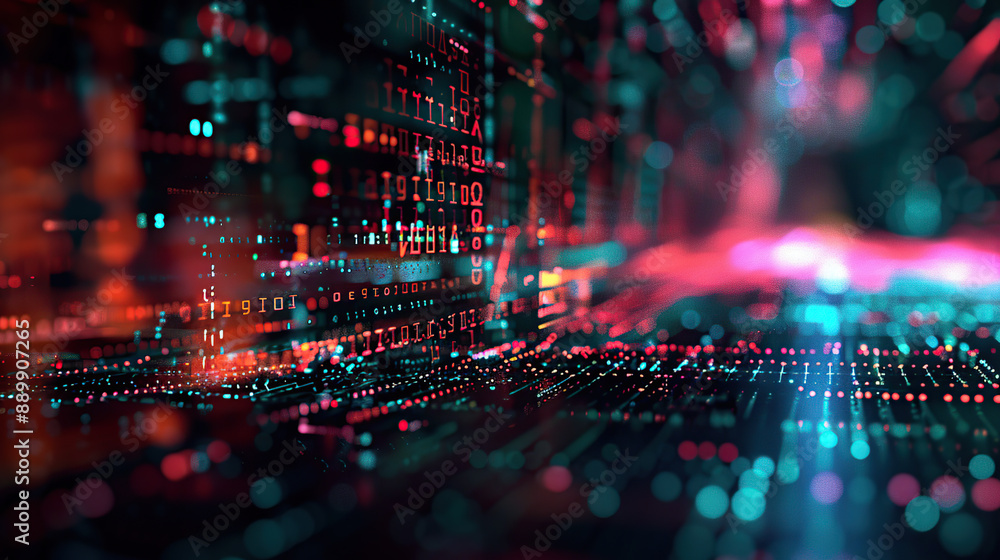 Wall mural abstract communication and future technology data flow