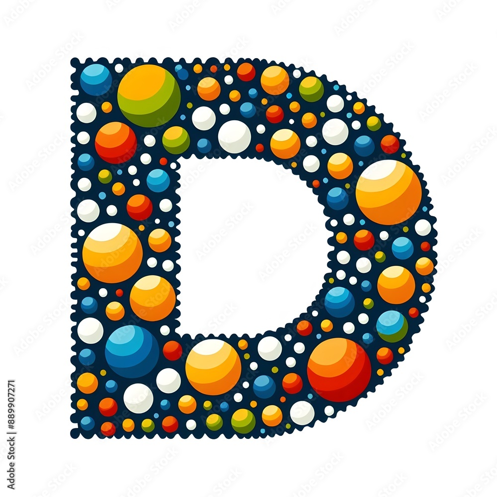 Fototapete AI Generate of Logo Letter D created using random color dots