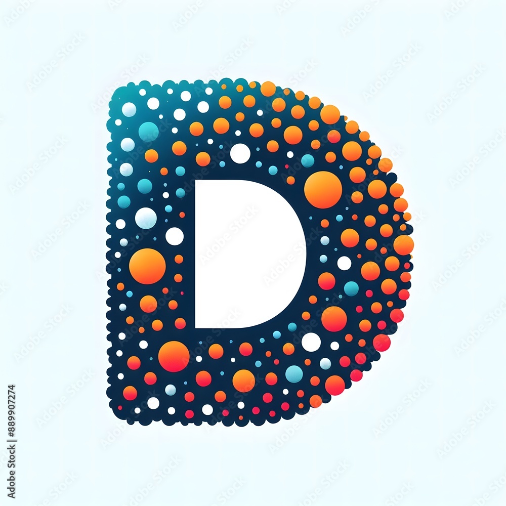 Fototapete AI Generate of Logo Letter D created using random color dots