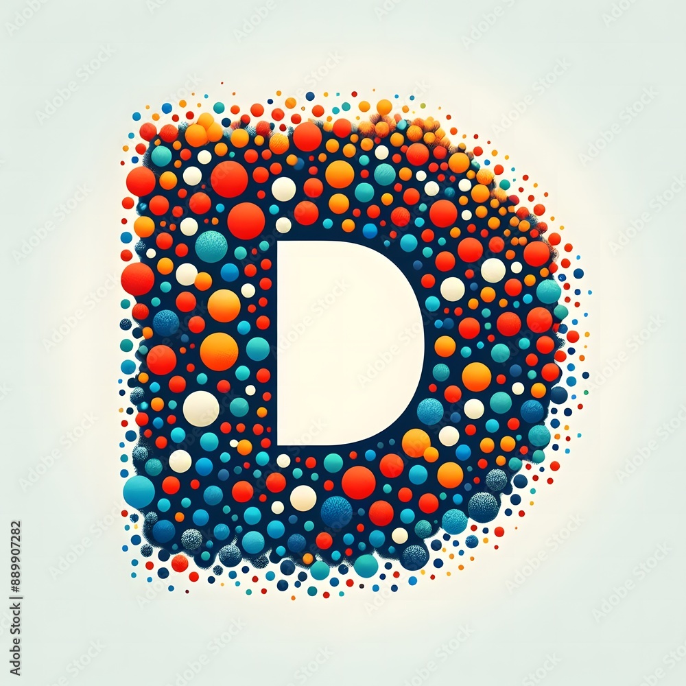 Fototapete AI Generate of Logo Letter D created using random color dots