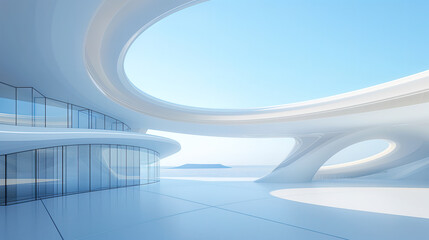 Obraz premium futuristic minimalist designed architecture against blue sky