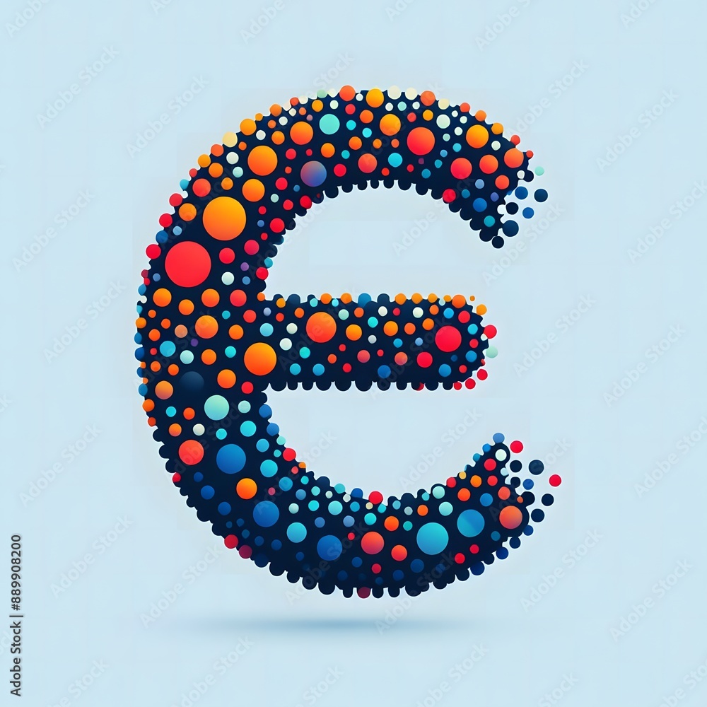 Fototapete ai generate of logo letter e created using random color dots