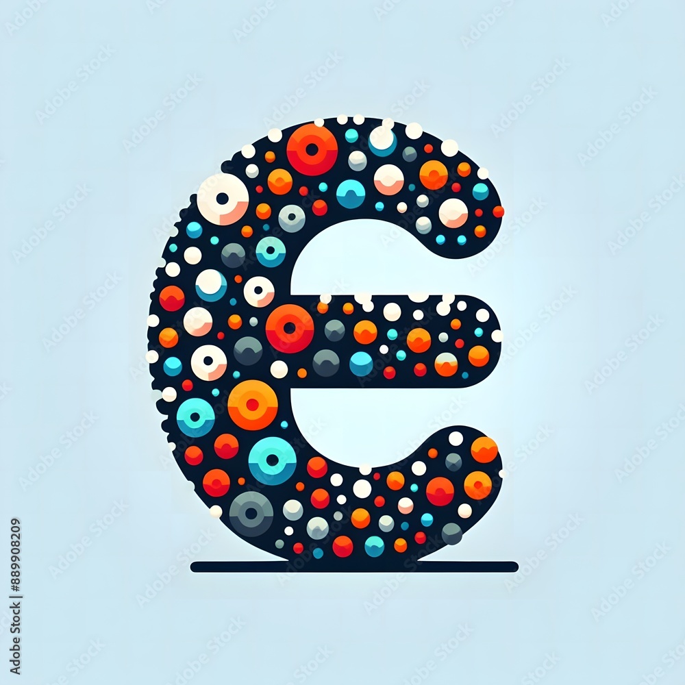 Fototapete AI Generate of Logo Letter E created using random color dots