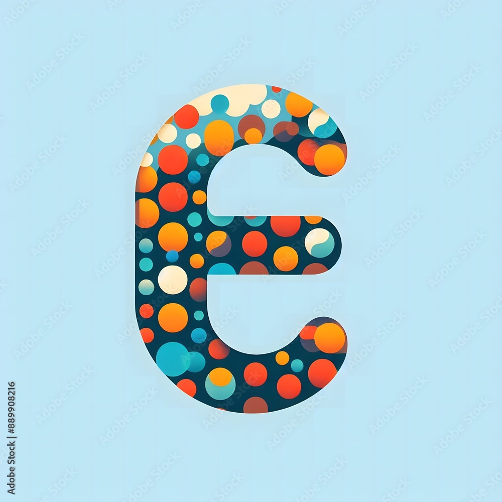 Fototapete AI Generate of Logo Letter E created using random color dots