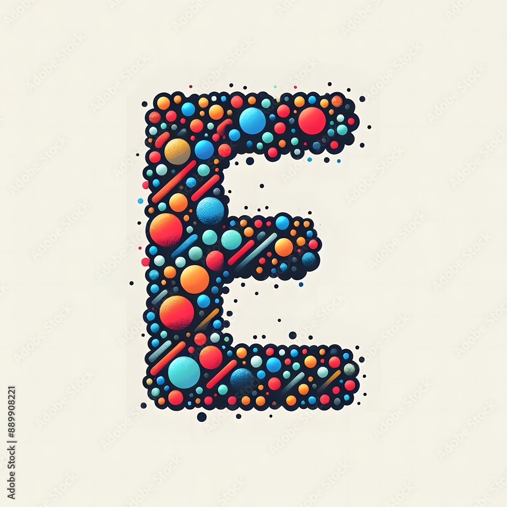 Fototapete AI Generate of Logo Letter E created using random color dots