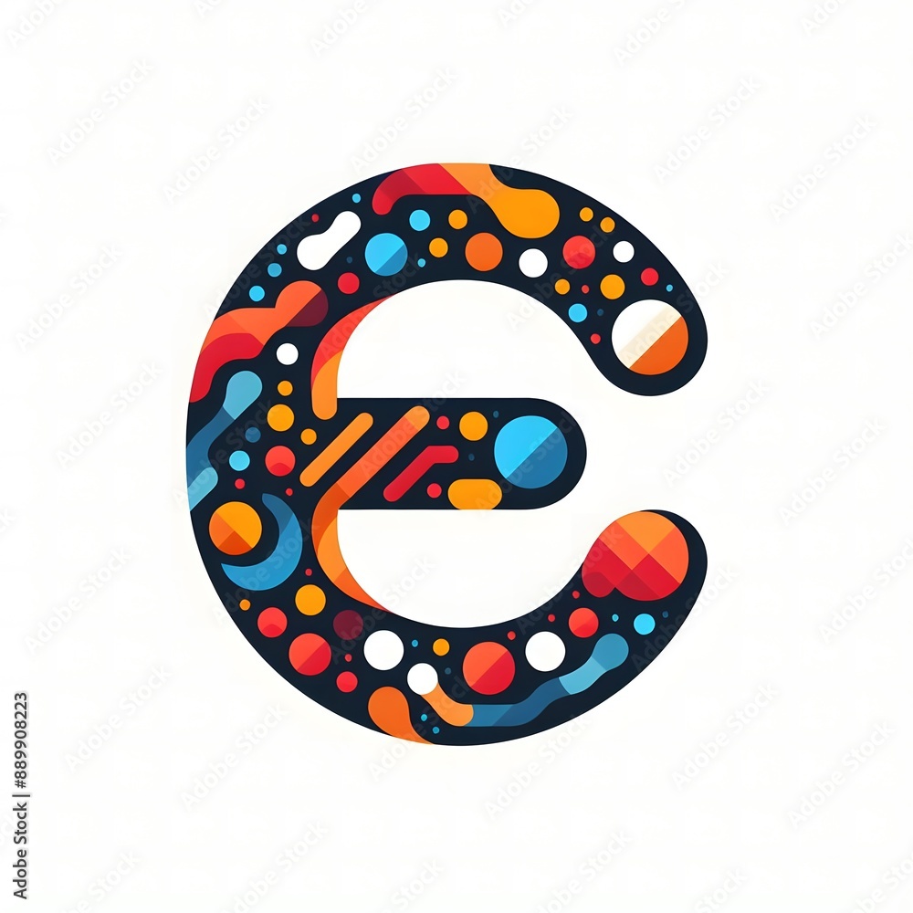 Fototapete AI Generate of Logo Letter E created using random color dots
