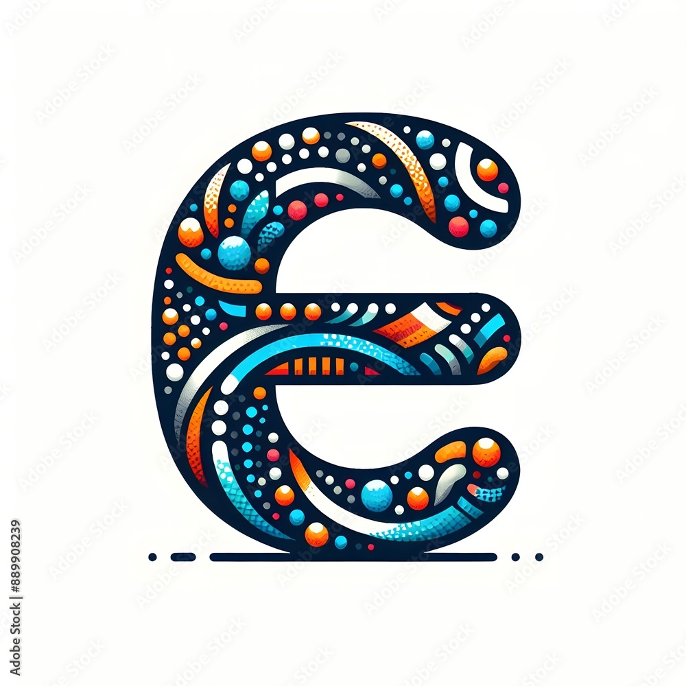 Fototapete AI Generate of Logo Letter E created using random color dots