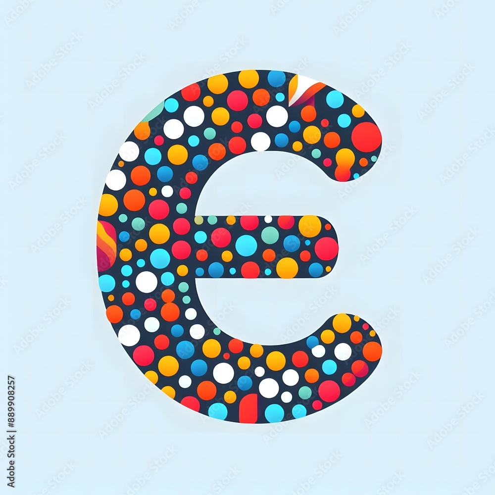 Fototapete AI Generate of Logo Letter E created using random color dots