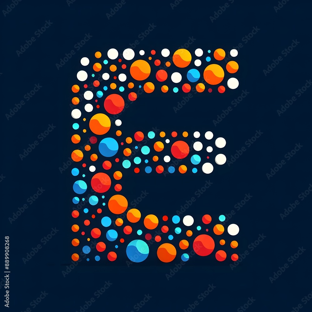 Fototapete AI Generate of Logo Letter E created using random color dots