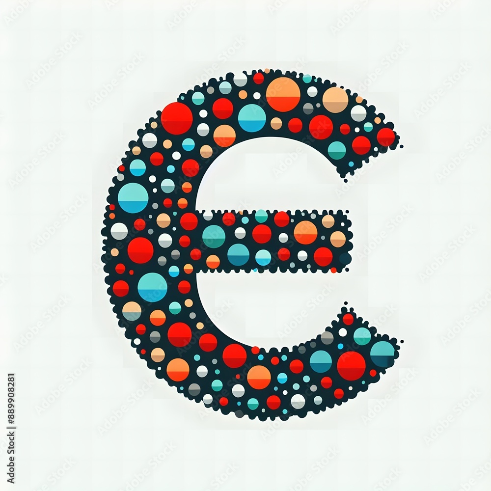 Fototapete AI Generate of Logo Letter E created using random color dots