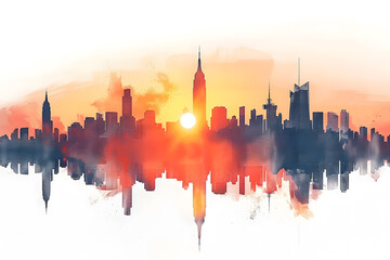 Obraz premium City sunset skyline