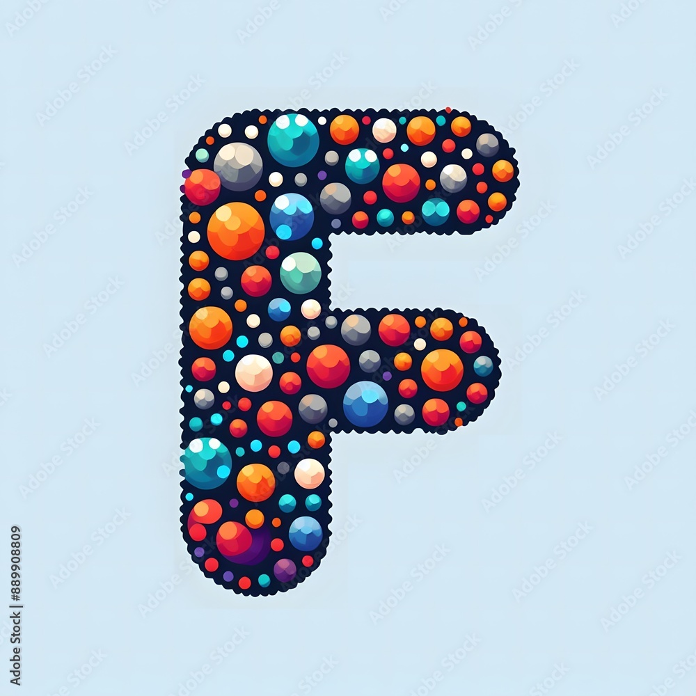 Fototapete ai generate of logo letter f created using random color dots