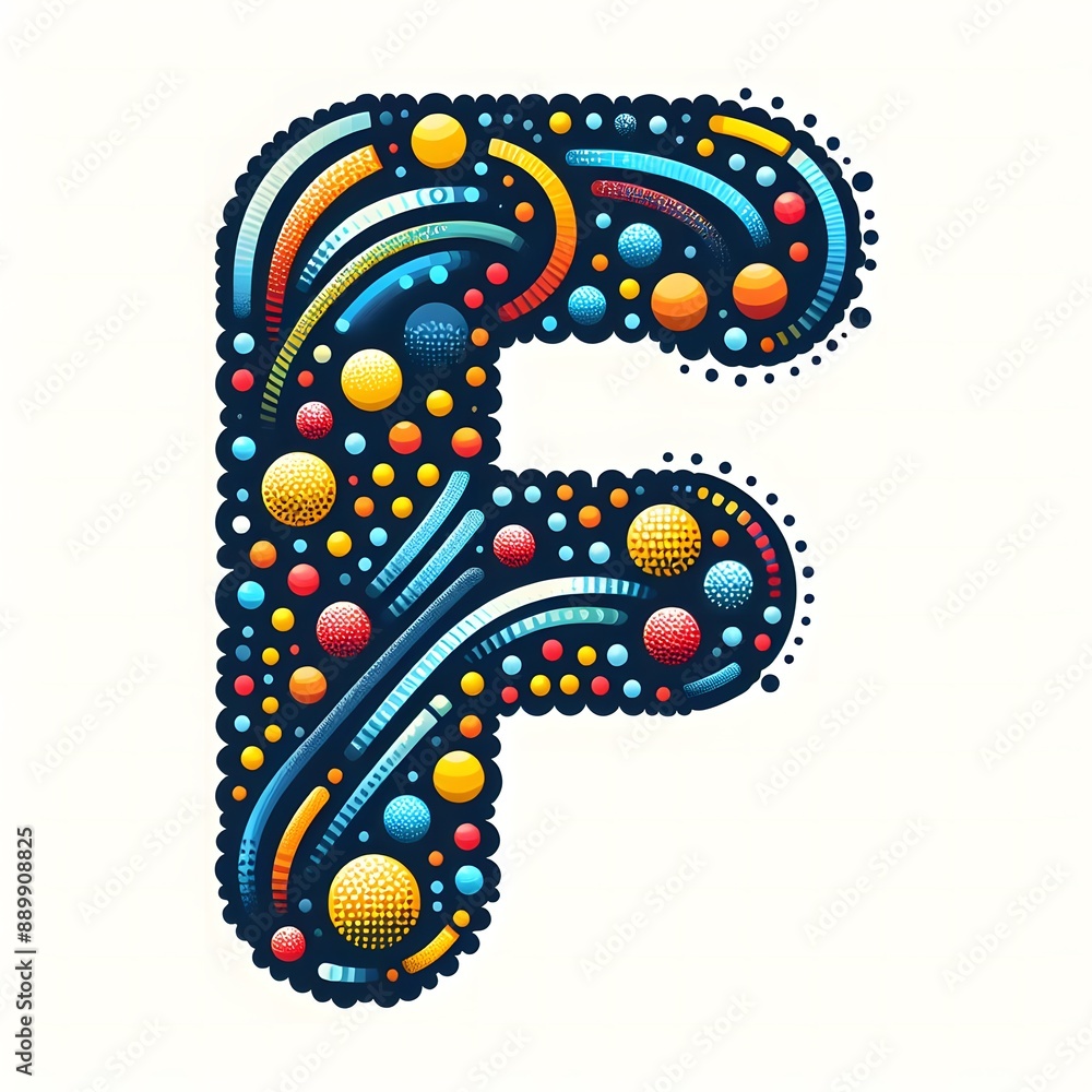 Fototapete AI Generate of Logo Letter F created using random color dots