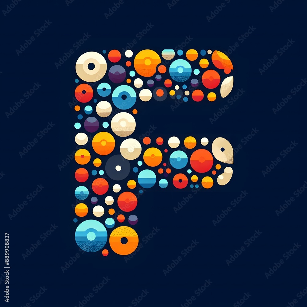 Fototapete AI Generate of Logo Letter F created using random color dots