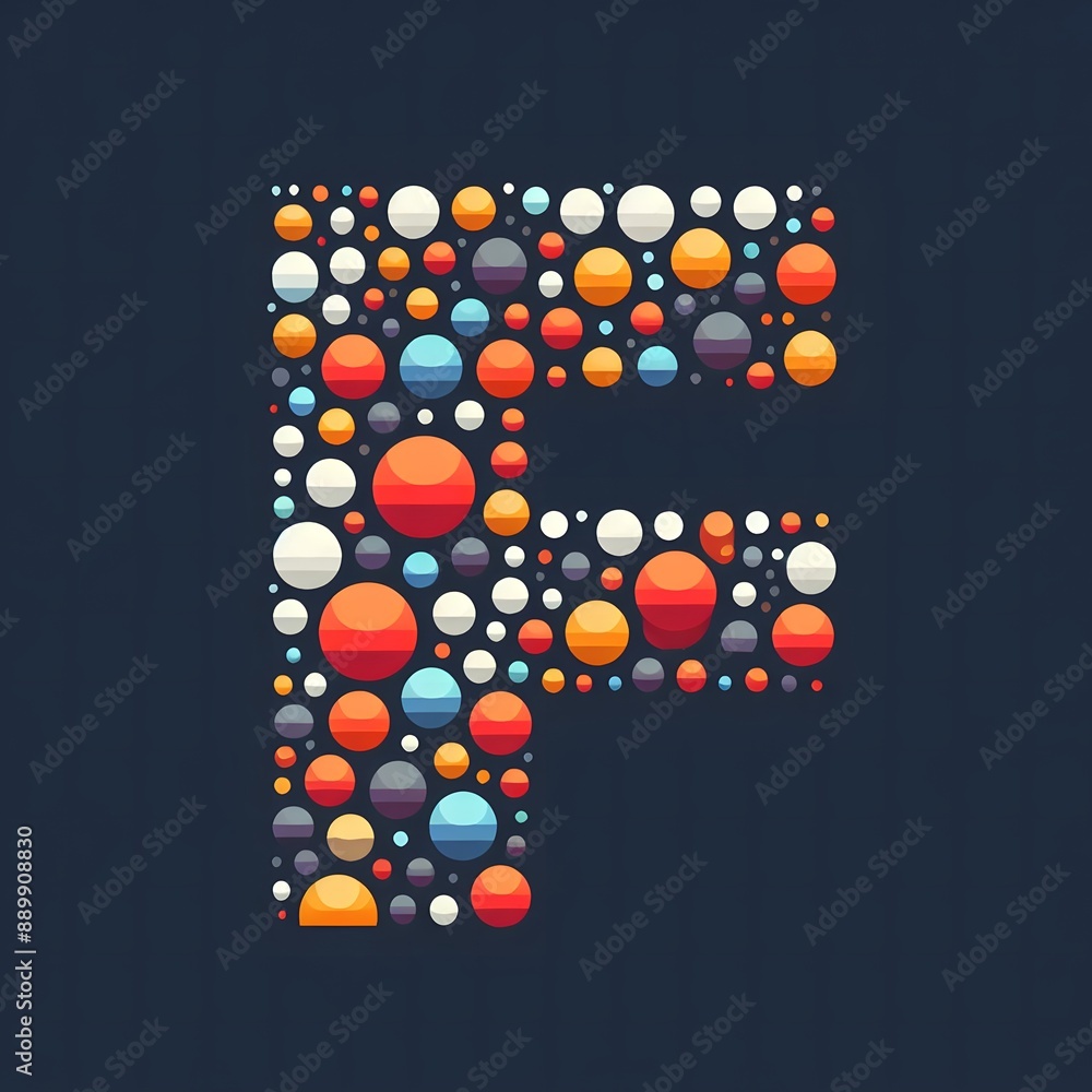 Fototapete AI Generate of Logo Letter F created using random color dots