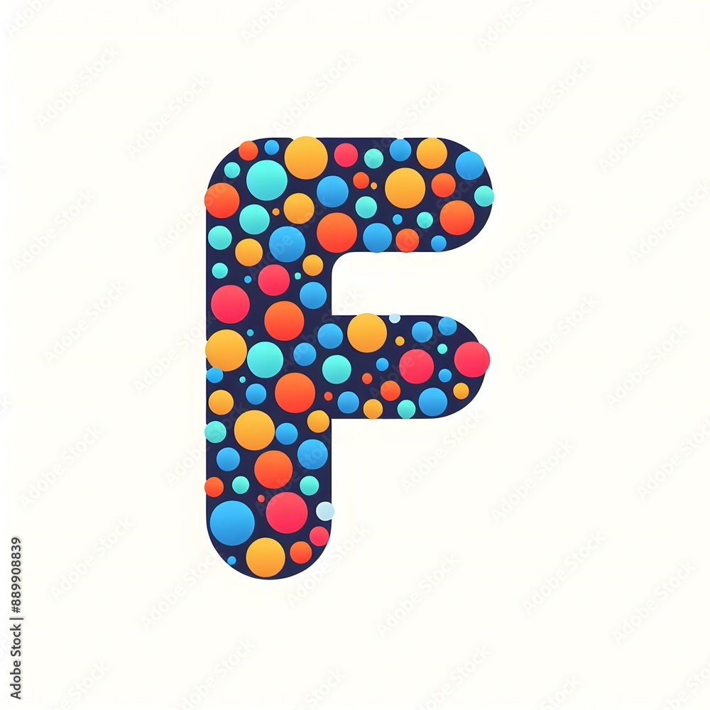 Fototapete AI Generate of Logo Letter F created using random color dots