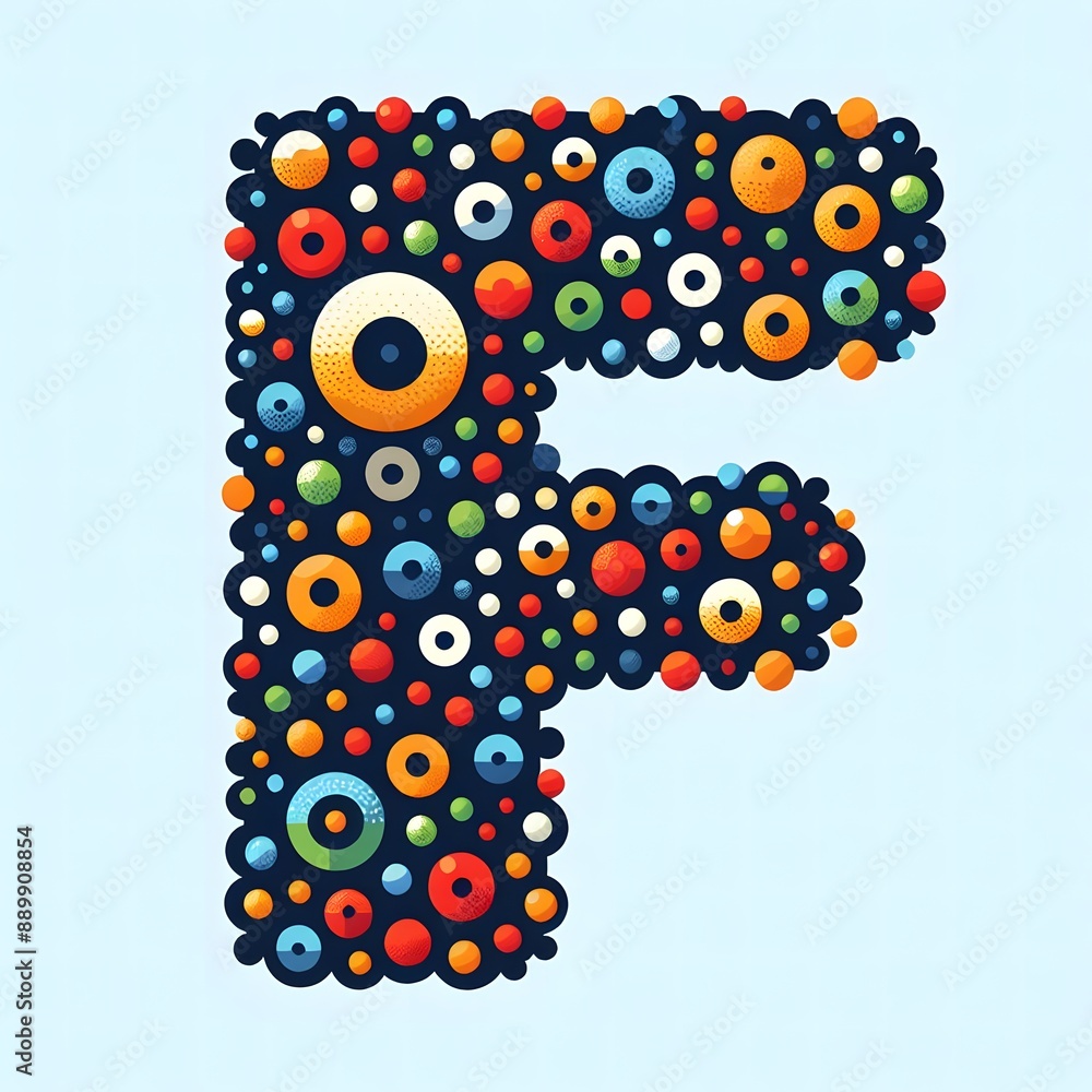 Fototapete AI Generate of Logo Letter F created using random color dots