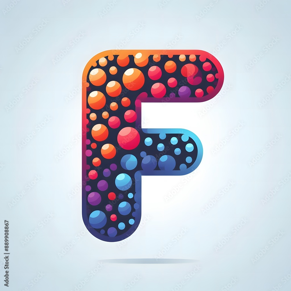 Fototapete AI Generate of Logo Letter F created using random color dots