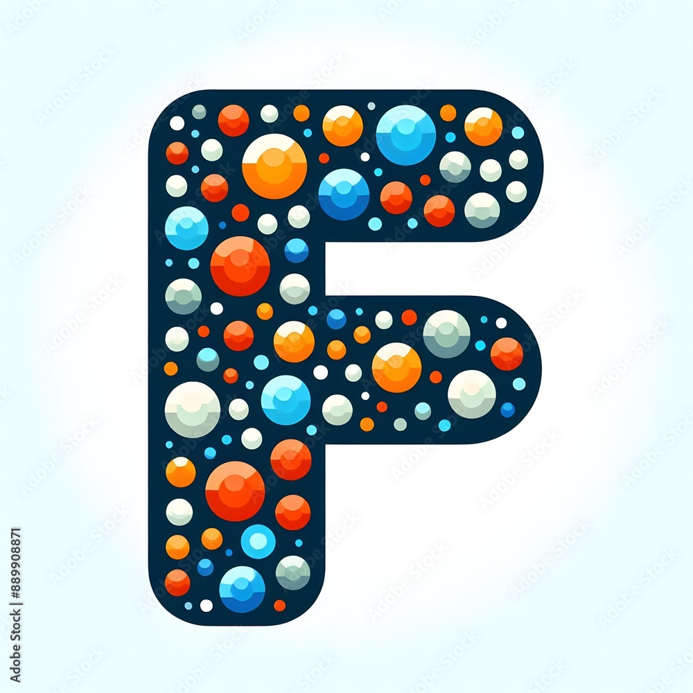 Fototapete AI Generate of Logo Letter F created using random color dots