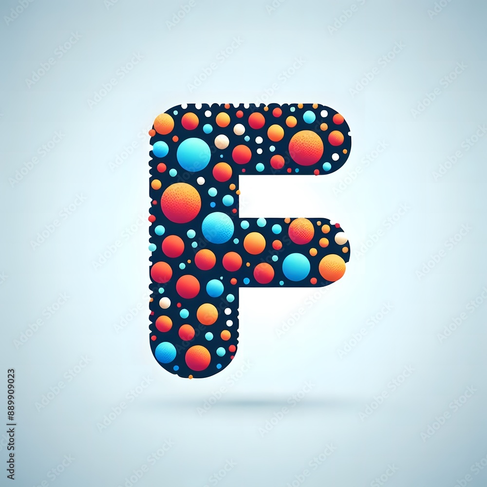 Fototapete AI Generate of Logo Letter F created using random color dots