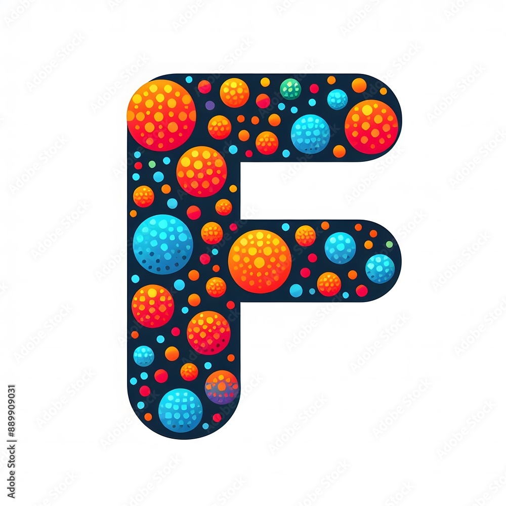 Fototapete AI Generate of Logo Letter F created using random color dots