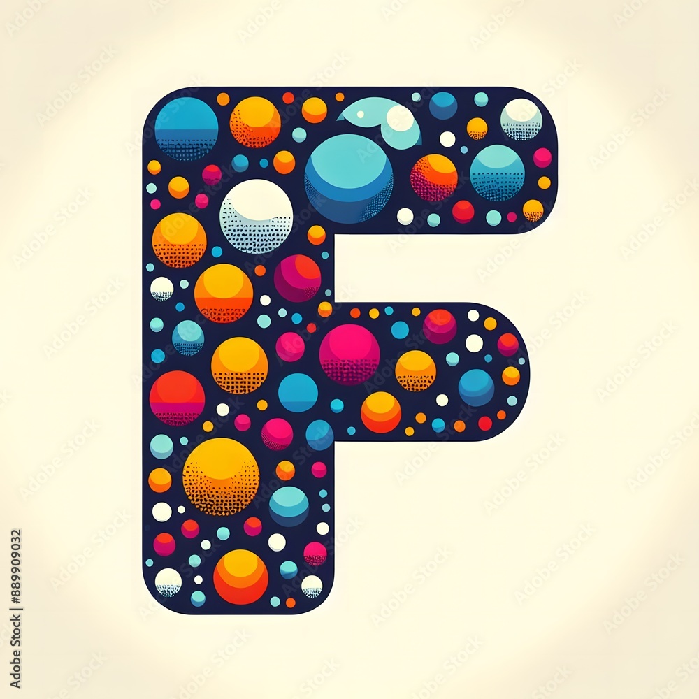 Fototapete AI Generate of Logo Letter F created using random color dots