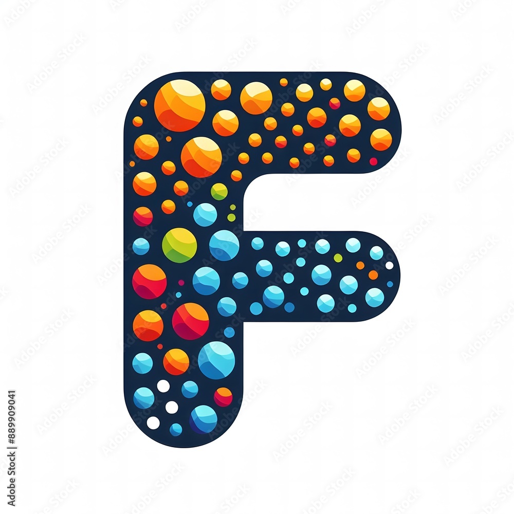 Fototapete AI Generate of Logo Letter F created using random color dots