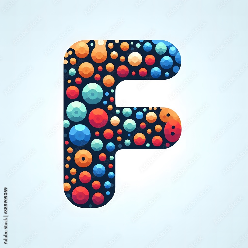 Fototapete AI Generate of Logo Letter F created using random color dots