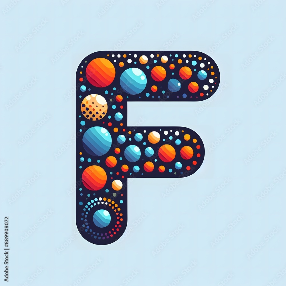 Fototapete AI Generate of Logo Letter F created using random color dots