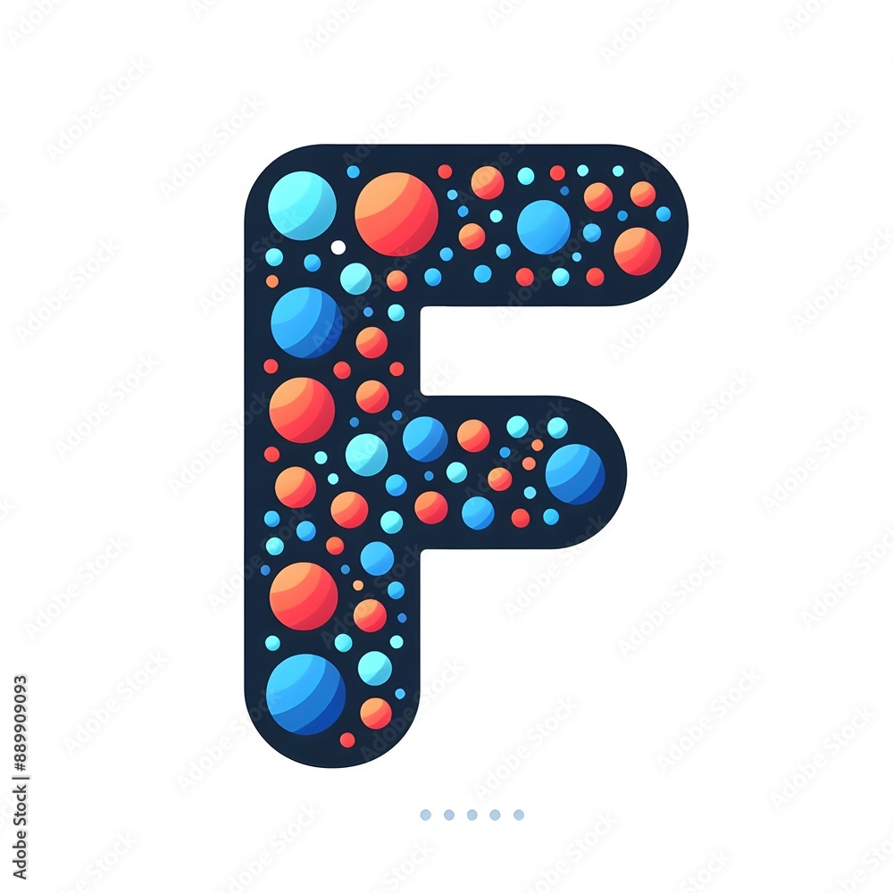 Fototapete AI Generate of Logo Letter F created using random color dots