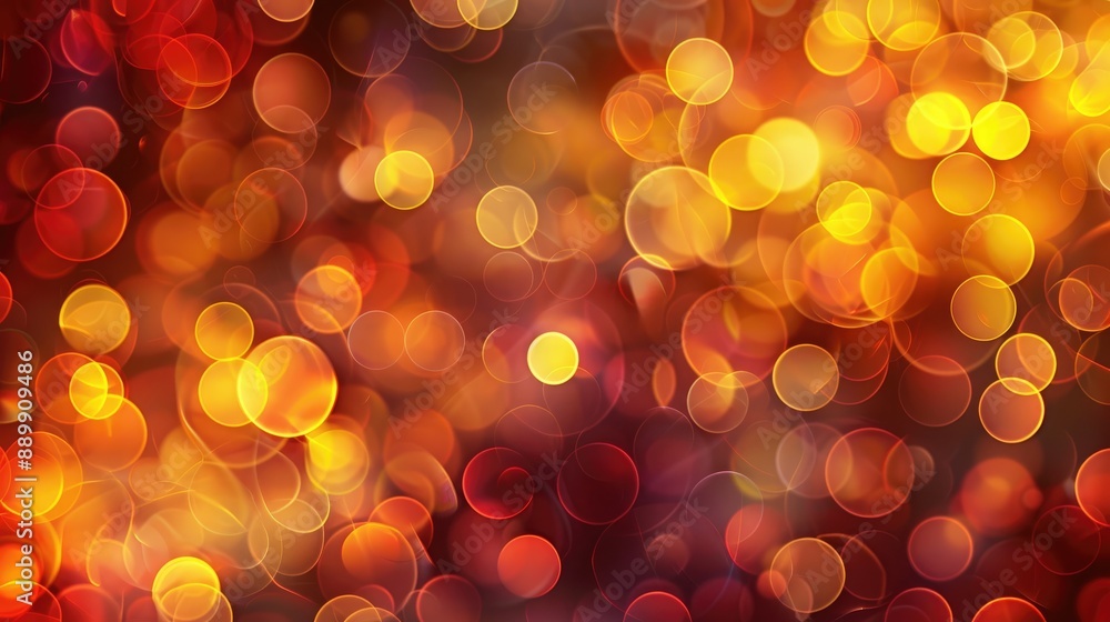 Aufkleber Circular Bokeh Background with Yellow and Red Light Reflections
