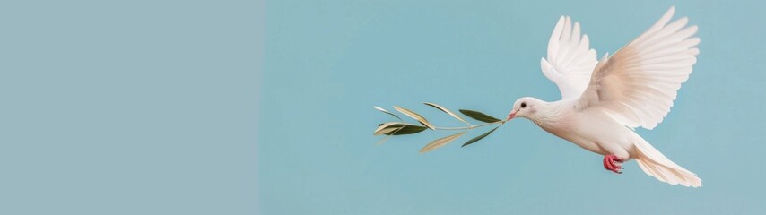 Obraz premium White Dove Flying in Blue Sky