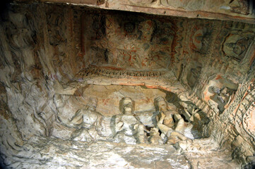 The Yungang Grottoes in Shanxi Province, China, began to be excavated during the Northern Wei...