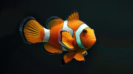 Naklejka premium Clownfish Swimming Against a Dark Background