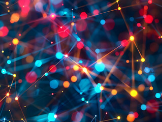 Abstract Background with Colorful Bokeh and Network Lines